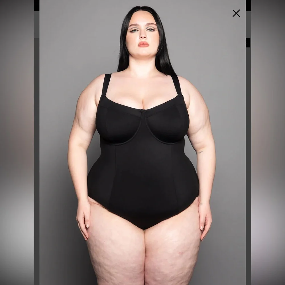 TA3 Lifty black white one piece swimsuit sz 4X extra long C cup Shapeware laceup - Picture 5 of 15